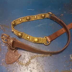 Hollywood Trading Co. Elegant Brown and Gold Women's Belt with Chain Detail